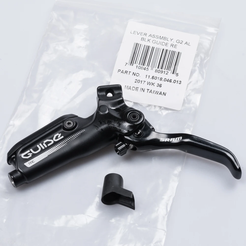 SRAM 11.5018.046.013 DISC BRAKE LEVER ASSEMBLY ALUMINUM LEVER (ASSEMBLED NO HOSE INCLUDES BARB & OLIVE) VERSION 2 BLACK GUIDE RE