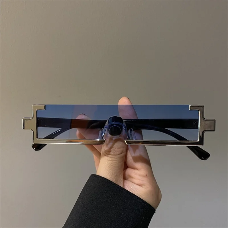 Vintage Fashion Sunglasses Rimless Frameless Rectangle Shades Gradient UV400 Summer Traveling Sun Glasses Personality Glasses image 5