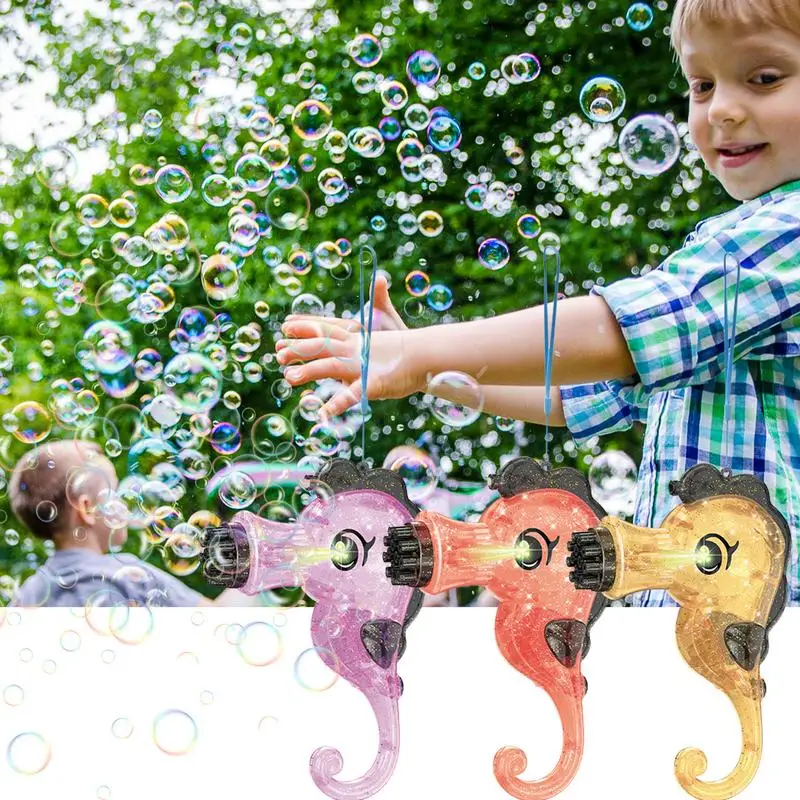 Bubble Maker Seahorse Bubble Blower 13 Holes Upgrade Bubble Maker Bubble Machine For Kids Outdoor Electric Bubble Machine Toys