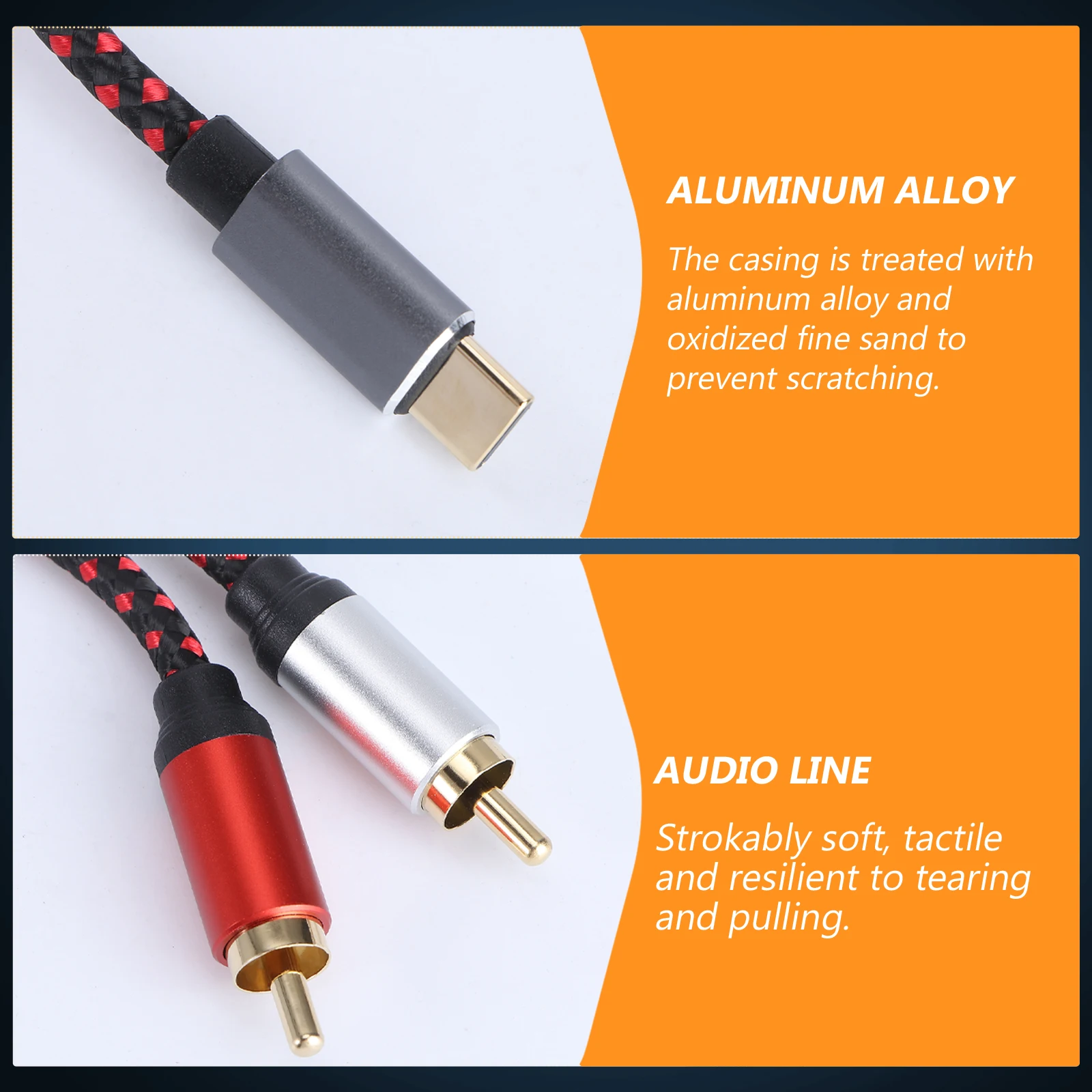 

Type C 2 Audio Converter Cable Adapter Charging Spliter Aluminum Durable Thick Wire Type C To 2 Audio Adapter