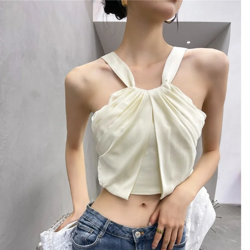 2024 Summer New Sexy Temperament Self-cultivation Exposed Belly Button Short Outer Wear Camisole Women Y2k Tops for Women