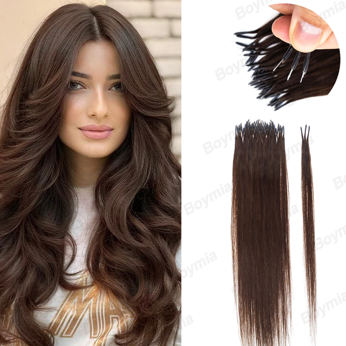 

12-22 дюймов Салонное качество Нано-наращивание волос Человеческие волосы Черный Длинные прямые для женщин Невидимые Добавление длины и объем 30 г