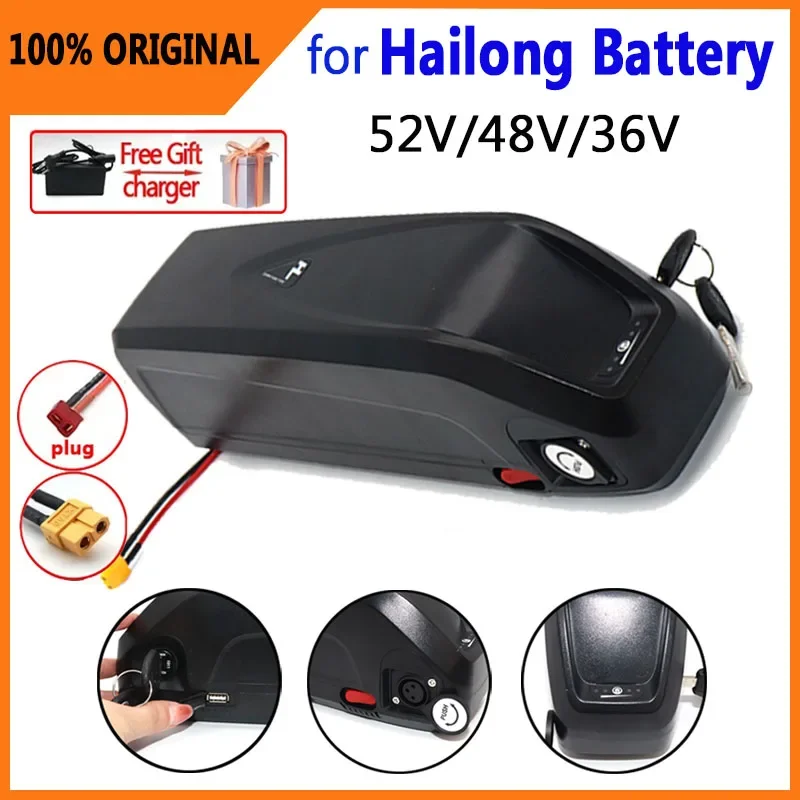 48V20Ah 36V20Ah 52V20Ah ebike Battery for Hailong battery with USB built-in BMS 350W 750W 1000W motor BBS01 BBS02  electric bike