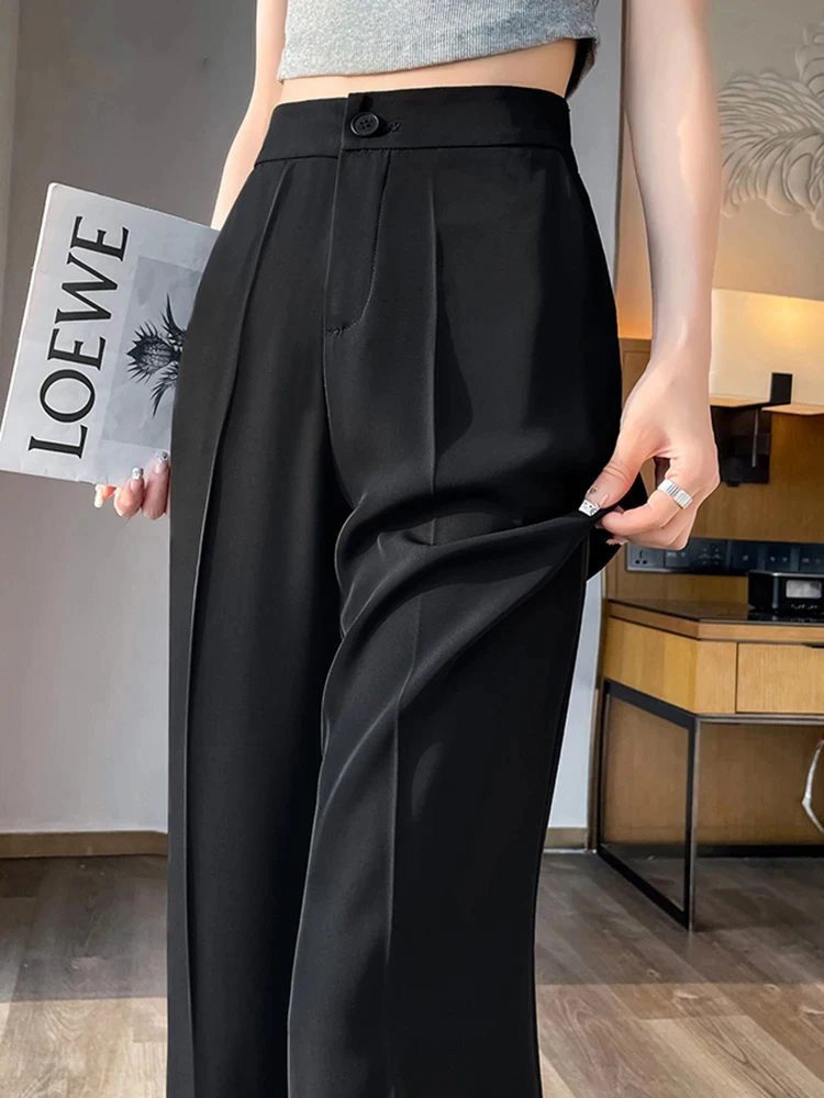 

Suit High Waist Female Flare Pants YK2 Simple Fashion Workwear Summer Black High Waist Slim Solid Color Casual Women's Pants