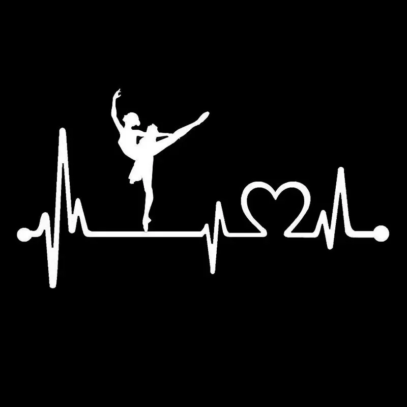 19cm*10.2cm Ballet Ballerina Dance Heartbeat Lifeline Personality Body Car Stickers Decal Sticker