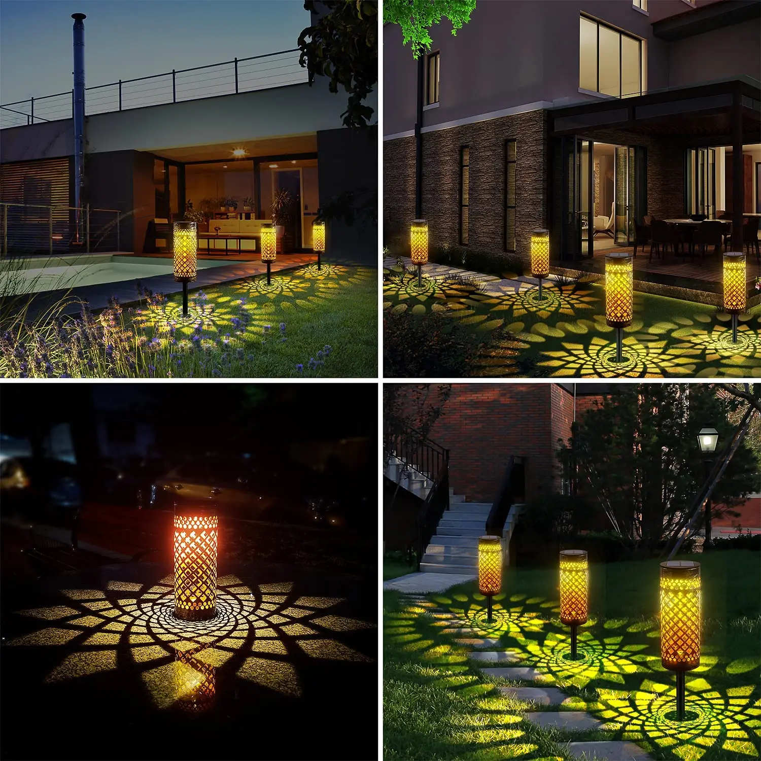 Metal Solar Light Outdoor Garden Patio Pathway Landscape Lights Yard Driveway Lawn Decoration Solar Lantern Waterproof Courtyard