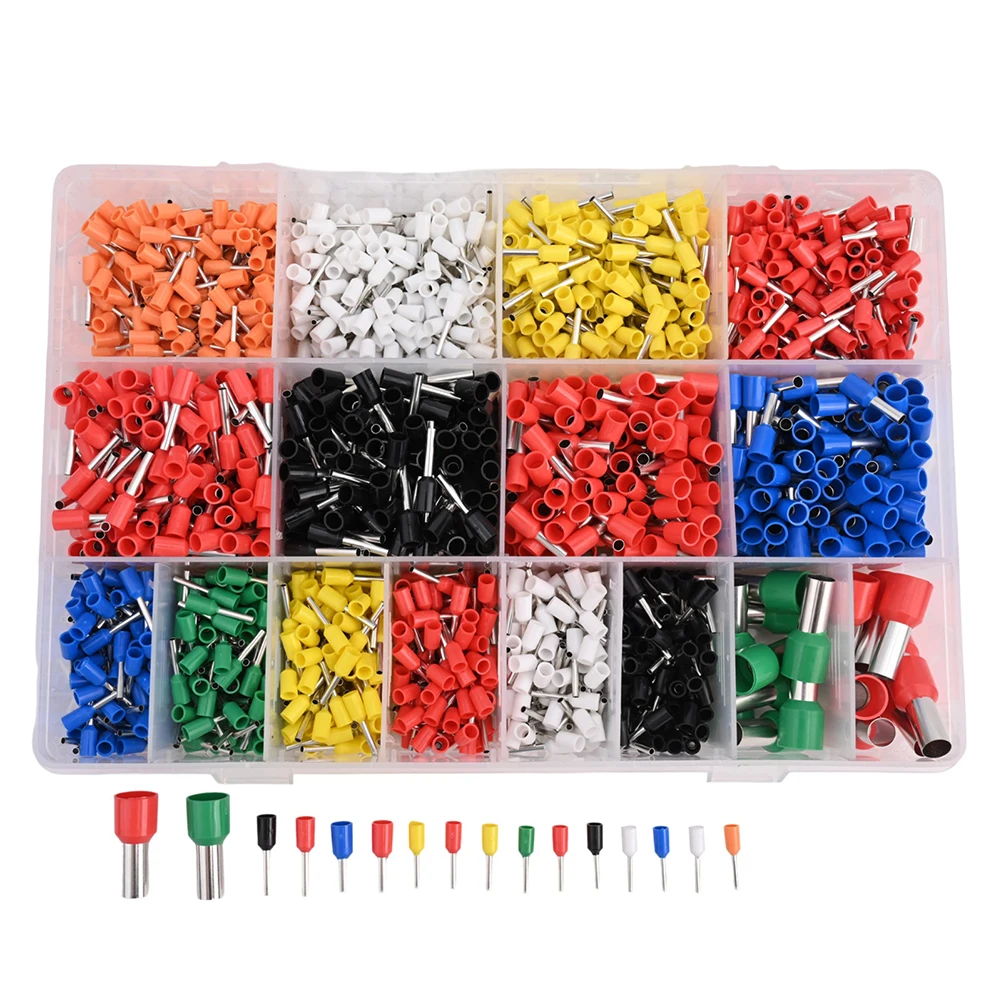 Extensive 2120PCS Tubular Terminal Block Combination Set with Insulated Cold Pressed Terminals for Reliable Wiring Setup