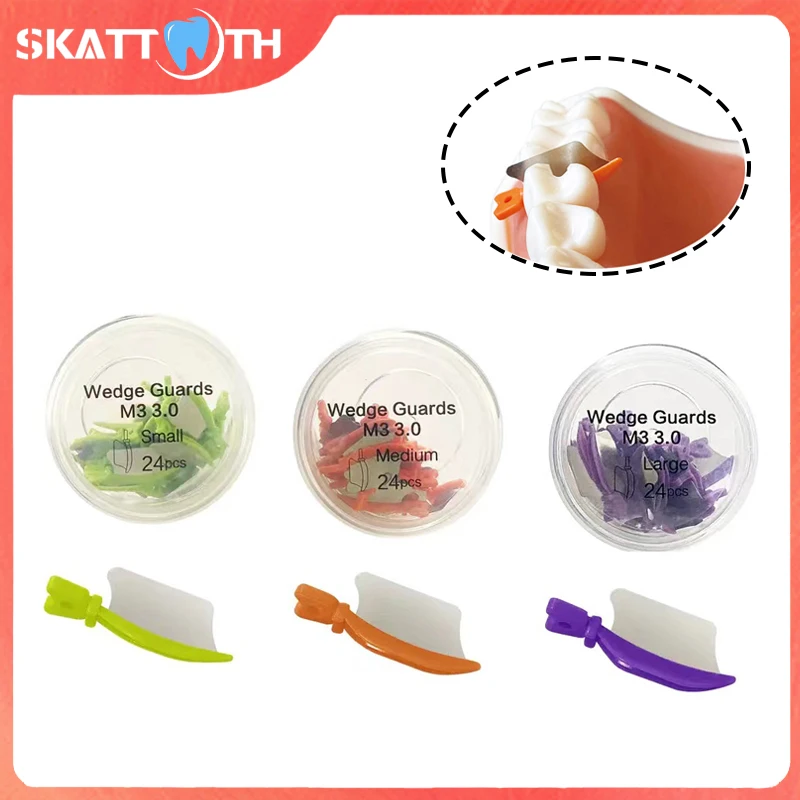 

24Pcs/Box Dental Matrix Wedge Guards Prime Teeth Interproximal Plastic Wedge Knife With Protection Steel Matrix Dentistry Tools