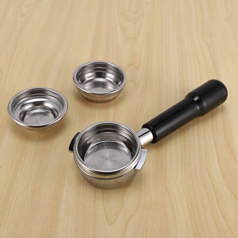 A14G-58MM فلتر قهوة اسبريسو احترافي من الفولاذ المقاوم للصدأ بدون قاع مع سلة فلتر أكواب واحدة ومزدوجة