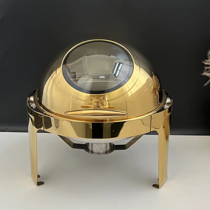 

Round Flip Gold Buffet Stove Hotel Breakfast Stove
