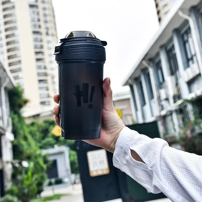 

500 мл портативный шейкер для протеинового порошка, герметичная бутылка для воды для тренажерного зала, фитнеса, тренировок, спортивный шейкер, чашка для смешивания со шкалой