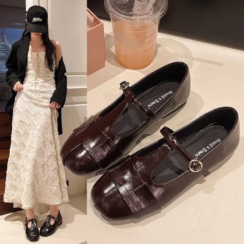 Mary Jane Shoes Buckle Single Shoes 2026 Spring New Korean Edition Soft-soled Flat-soled Shoes for Women