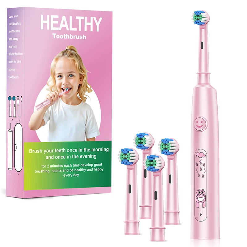 Kids Sonic Electric Toothbrush Child Cartoon Smart Round Head Rotating Electric Toothbrush Cleaning Soft Ultrasonic Tooth Brush image 5
