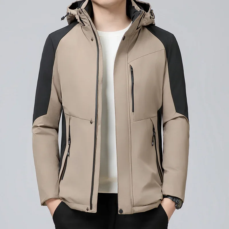Men's Contrasting Color Lantern Long Sleeve Zipper Pocket Cardigan Jacket Fashionable Casual Top