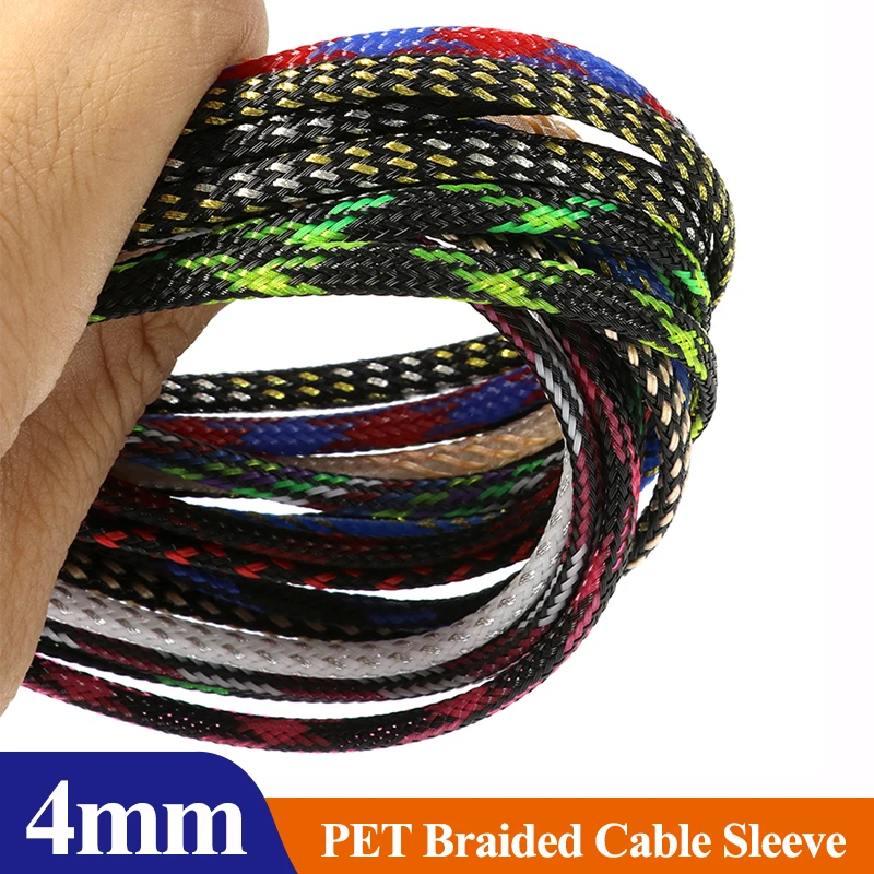 

1~50M PET Expandable Cable Sleeve 4mm Tight Braided High Density Hardness Insulate Line Protect Sleeving Wire Wrap Gland Sheath