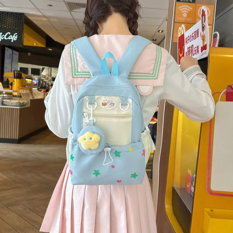 Korean StyleinsMiddle and high school student backpack for girls, large capacity, fresh and sweet, cute casual travel backpack