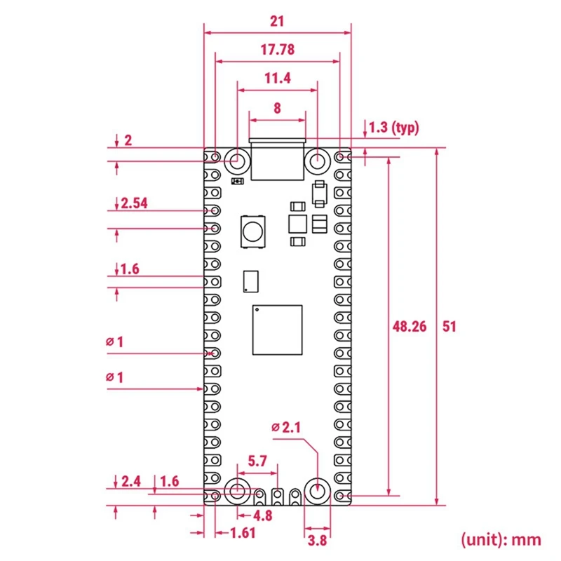Para placa microcontroladora Raspberry Pi Pico 2 RP2350 520KB 150Mhz, brazo Cortex-M33 RISC-V de código abierto Hazard3 núcleos