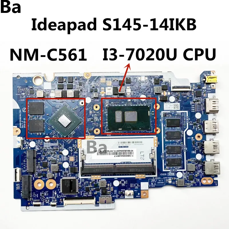 

For Lenovo ideapad S145-14IKB laptop motherboard GS44B GS54B NM-C561 with CPU I3-7020U GPU MX110 2G RAM 4G 100% test OK