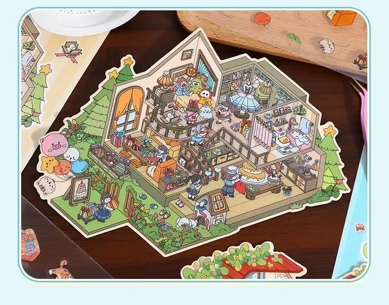 DIY Plus Size Schatzkiste Weltlandschaft Aufkleber 3D Taschenkabine Szene Aufkleber Geschenk für Kinder Kind – Detail 10