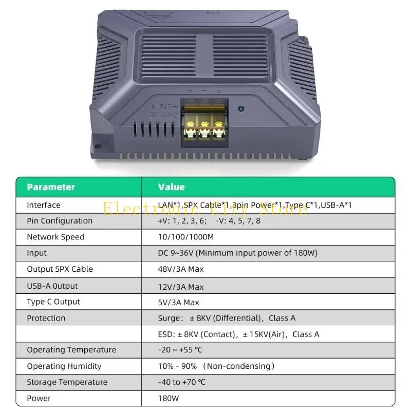 Пробок Играйте 12 В POE Power Adapter для спутникового блюда 180 Вт.