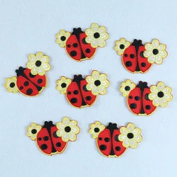 2PCS Ladybug Flower Patch DIY Cute Animals Patches Embroidery Applique Forclothing Iron on Apparel Sewing Fabric T-shirt Decor