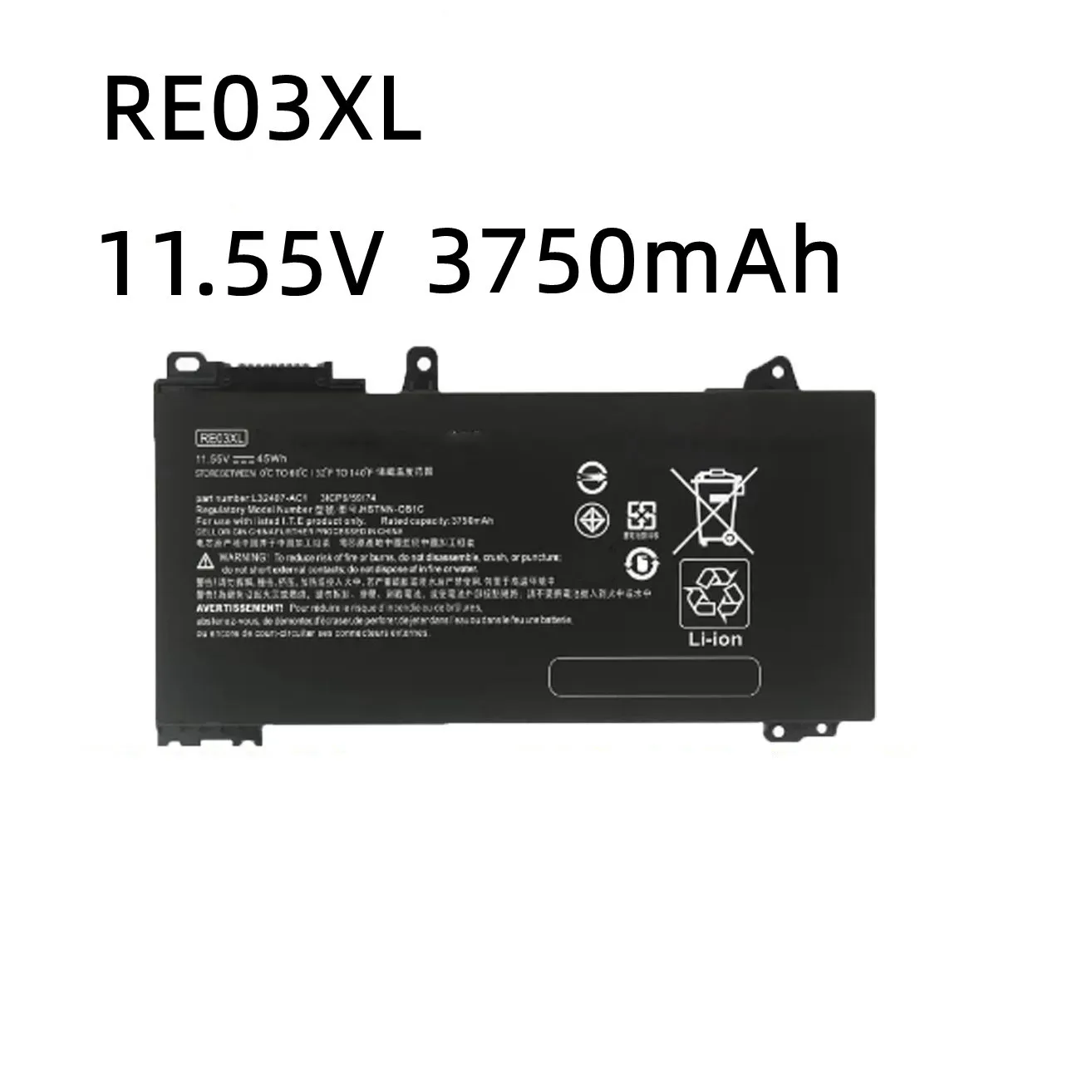 New Laptop Battery RE03XL L32407-541 L32407-AC1 11.55V 3750/3900mAh for HP ProBook 450 450 440 430 440 445 Li-Polymer