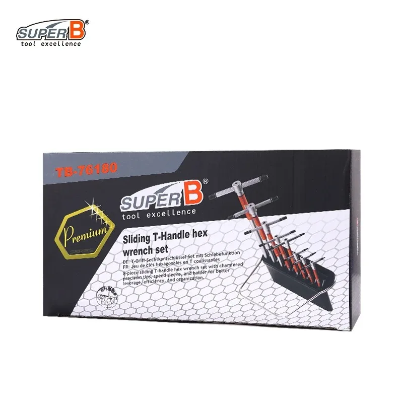 Super B TB-76180 MTB Repairing T Handle Allen Key Sets 2/2.5/3/4/5/6/8/10mm Road Bike Repair Hex Wrench Double End Hex Kits
