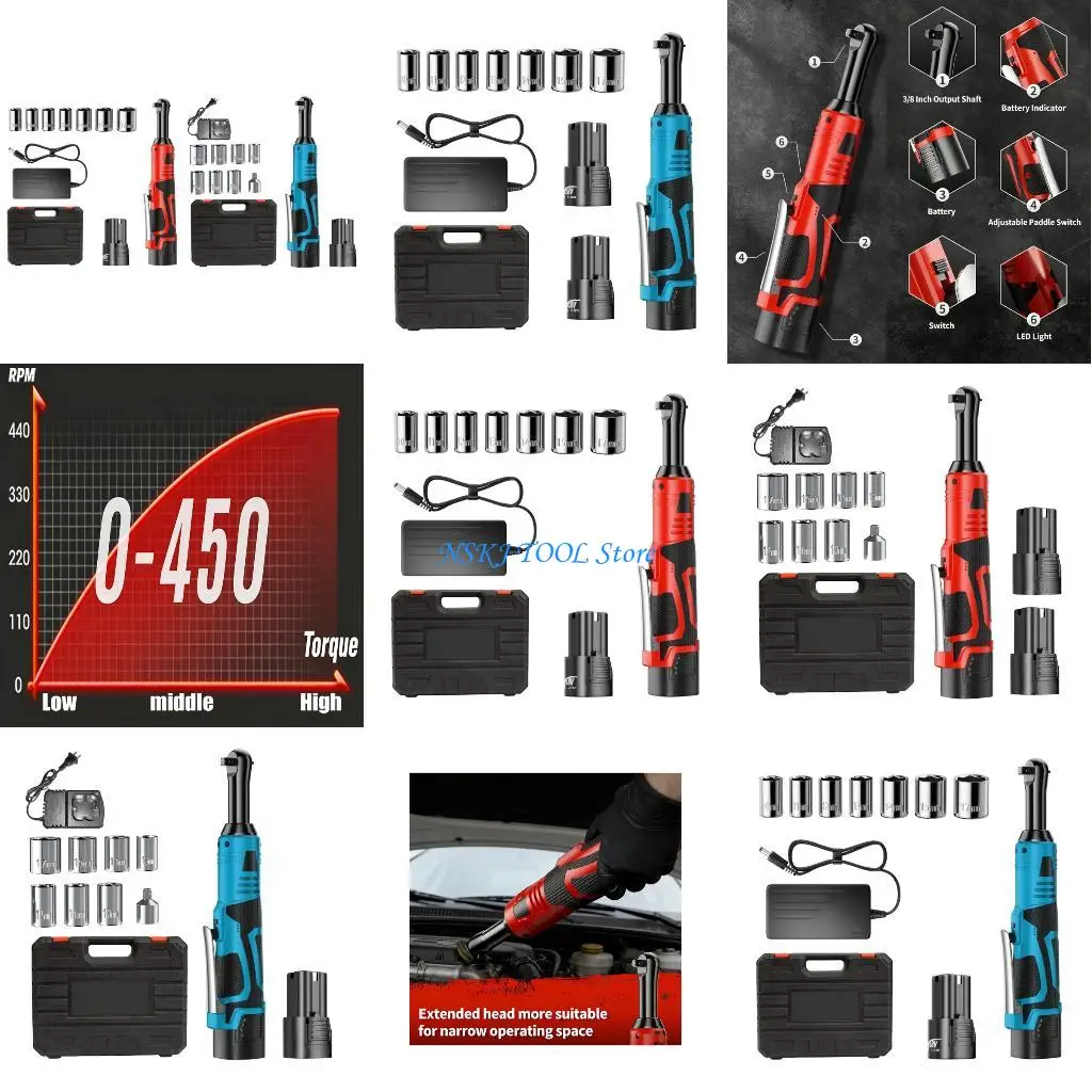 

L8RC High Power Electric Ratchet Wrench for Mechanical Work 90 Degree Adjustable