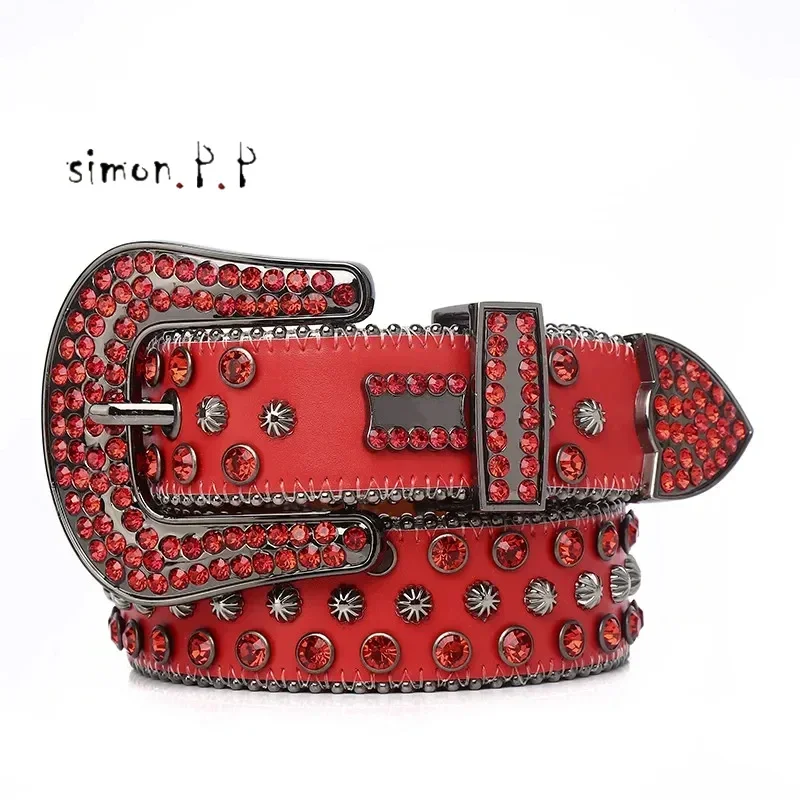 

Designer BB Belts for Women And Men Fashion Rhinestone Belt with Skull Bling Simplicity And Elegance Accessory