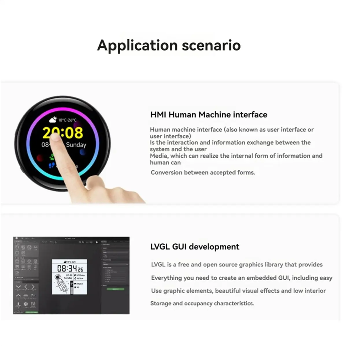 ▶✔▃AC100-RP2350 1.43inch AMOLED Touchscreen Development Board 466x466 Built-in 6- Sensor for HMI LVGL