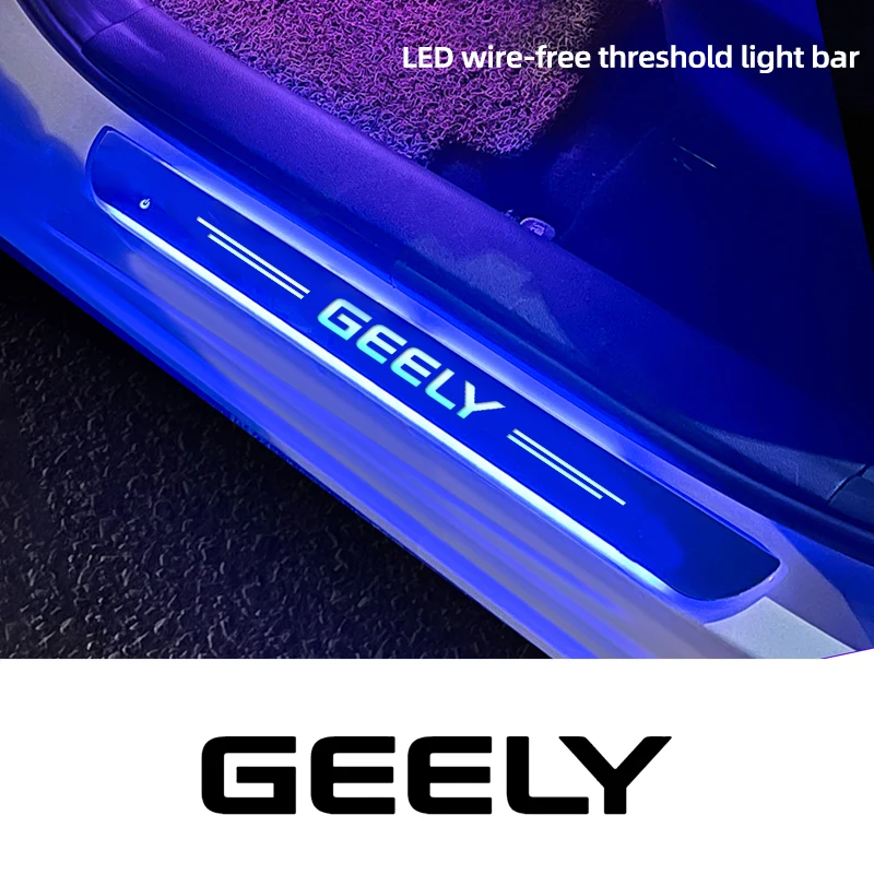 

Geely GC6 GC9 Geometry EMGRAND EC7 EC8 CK ATLAS GT custom wireless LED car pedal light door sill channel welcome light