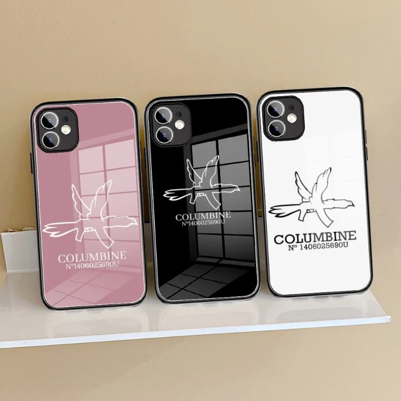 Columbine logo  Phone Case Glass 14 13 11 12 Pro 8 7 Plus X 13 Pro MAX XR XS MINI Black Covers