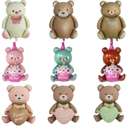 3D Large Bear Cake Balloons Cartoon Animal Cute Bear Foil Balloon Children Boys Girls Birthday Party Decoration Scene Props Toys