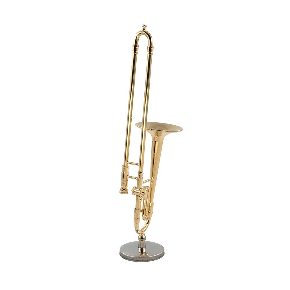 Miniature Pure Copper Trombone Model Mini Musical Instrument 1/12 Dollhouse ob11 1/6 figure Accessories bjd Decoration
