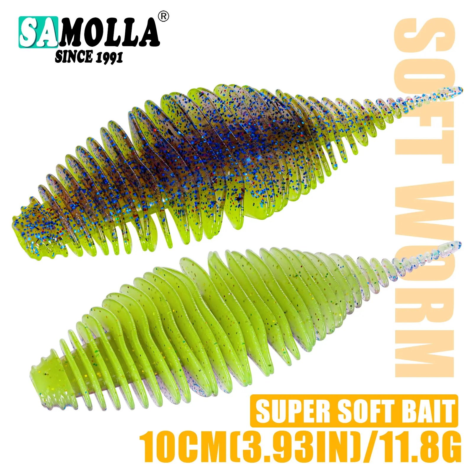 SAMOLLA Wurm Silikon Weicher Köder Angeln Köder Faltenbalg Kiemen Künstliche Hecht Bass Swimbait Rig Für Angeln Köder leurre souple