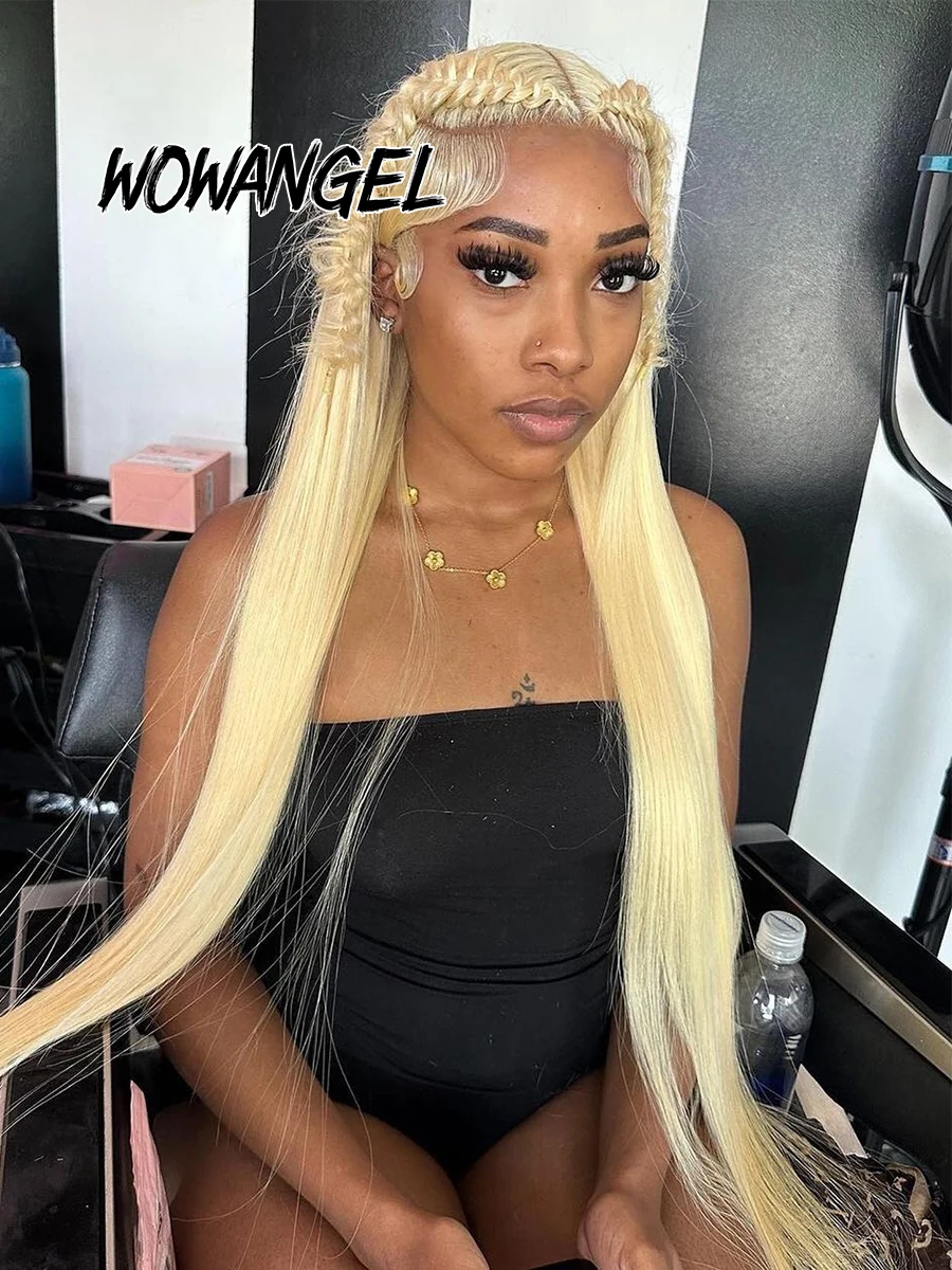 Wow Angel-Perruque Brésilienne Naturelle Lisse, Cheveux Blonds 613, 13x6 HD, Pre-plucked, Raie Profonde, pour Femme