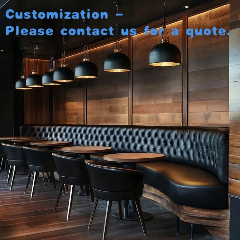 

custom.Steakhouse Style Fast Food Pub Coffee Shop Furniture Dining Table Set Solid Wood Black Club Booth Seating Banquett