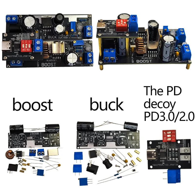DC-DC buck-boost adjustable DIY power supply electronics DIY kit, Type-C PD QC trigger, 5V~20V. Arduino projects