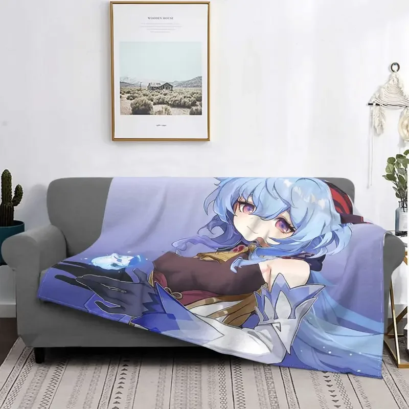 Genshin blow games Gan Yu blanket sofa cover coral fleece plush summer Acg Anime super warm blanket throw bed duvet for car