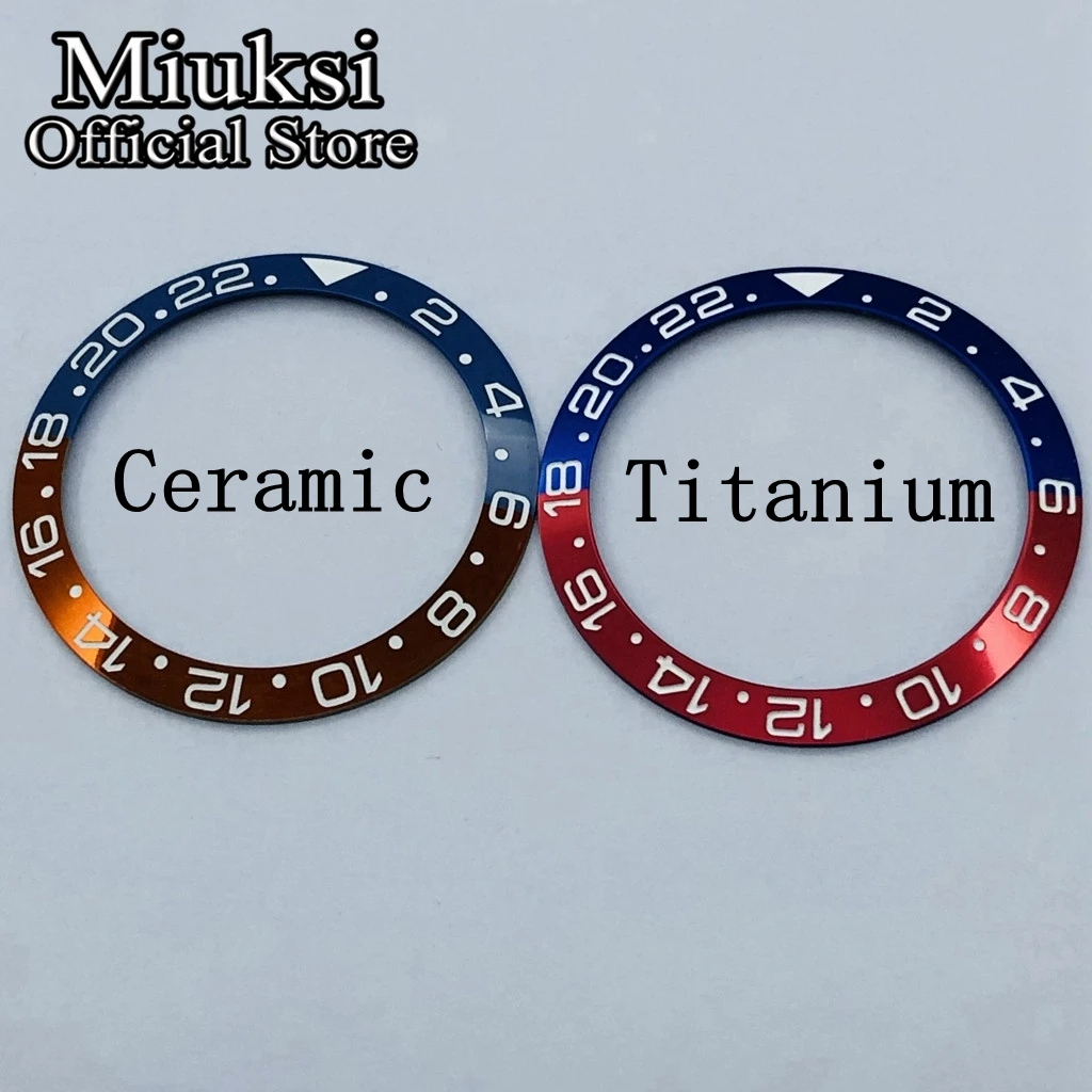 Miuksi high quality 38mm black blue red ceramic titanium bezel insert fit 40mm watch case