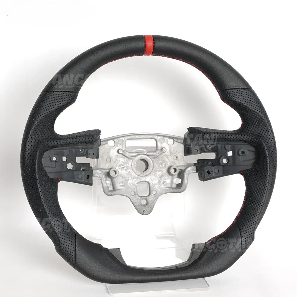 Heated Full Leather Steering Wheel Red Stitch Without Paddle Holes For GMC SIERRA 1500/2500/3500 2020-2021 Car Accessories