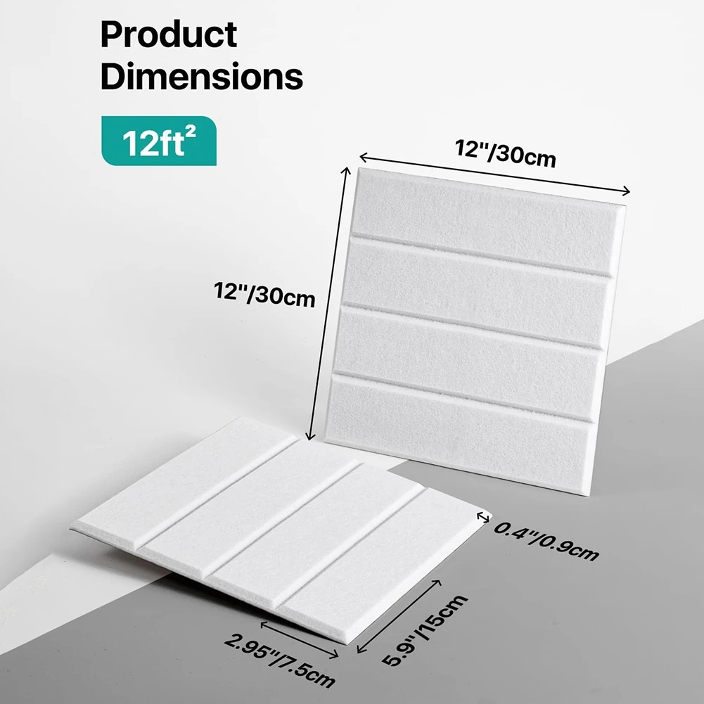 A43I 12 Pack Sound Proof Foam Panels for Walls, Self-Adhesive Acoustic Panels for Door, Ceiling, Home Office White