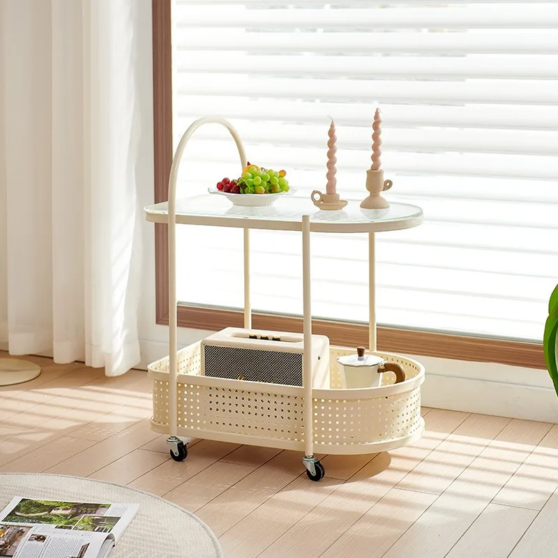 Cream wind cart coffee table living room home Nordic simple modern small apartment special-shaped table wabi sandy wind net red
