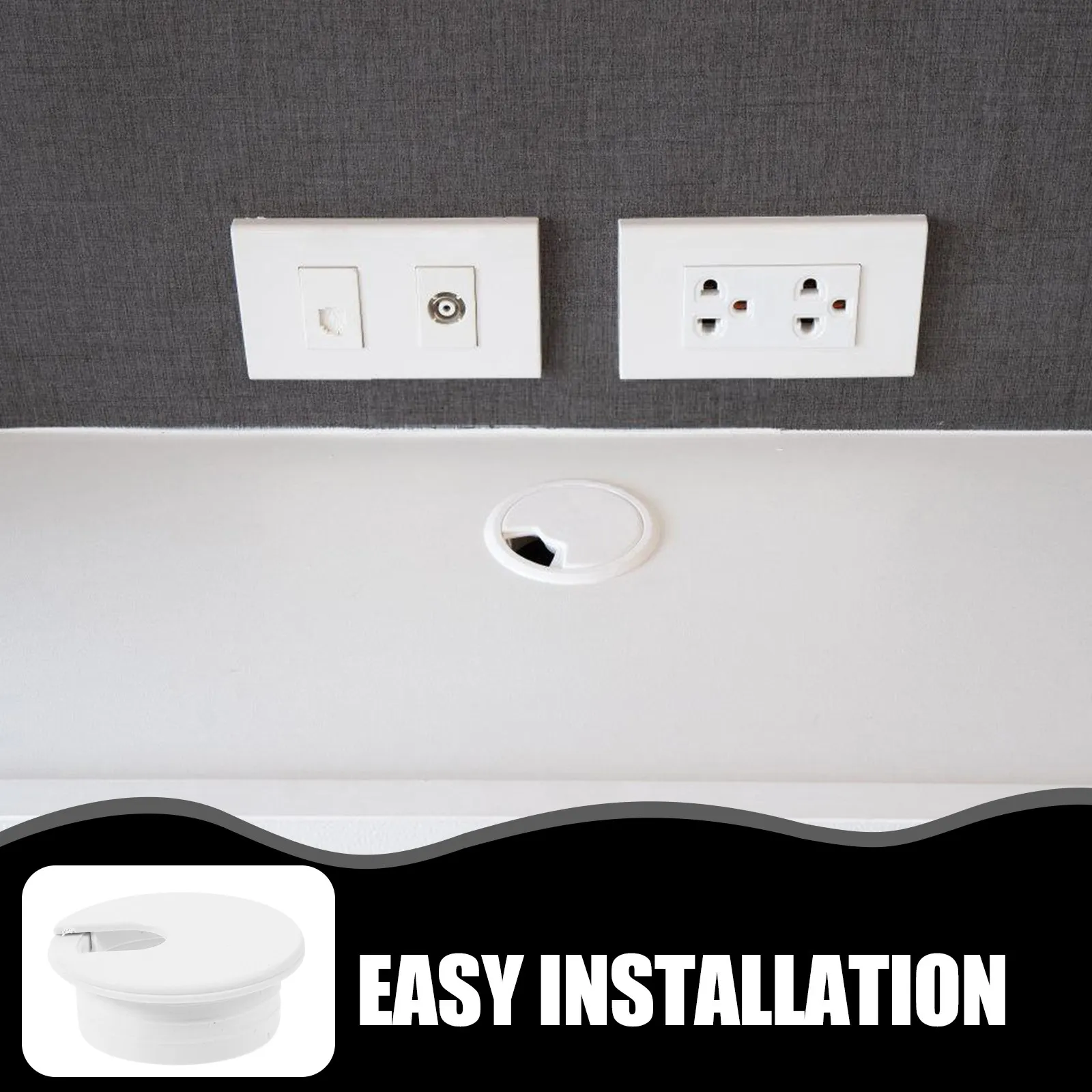 12Pcs Fire Resistant Plastic Wire Grommet Desk Cable Hole Cover Sleek Design Large Capacity Cord Organizer for Home Office