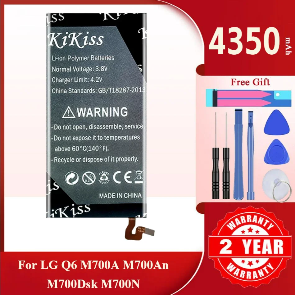 4350mAh KiKiss Powerful Battery BL-T33 For LG Q6 M700A M700AN M700DSK M700N Batteries BL T33 BLT33  Phone Replacement Batteria