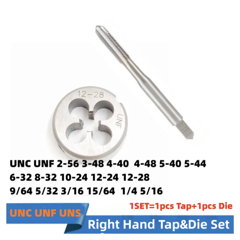 1Set American Screw Hand Tap and Die Set Fine Thread Dies Taps Suit UNC UNF UNS 2-56   5-40 6-32 8-32 10-24 12-24 9/64 5/32 3/16