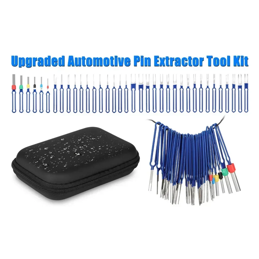 36x Terminal Removal Tool Kit Depinning Tools Electrical Connector Pin Removal Blue Needle Removal Tool W/ Storage Box