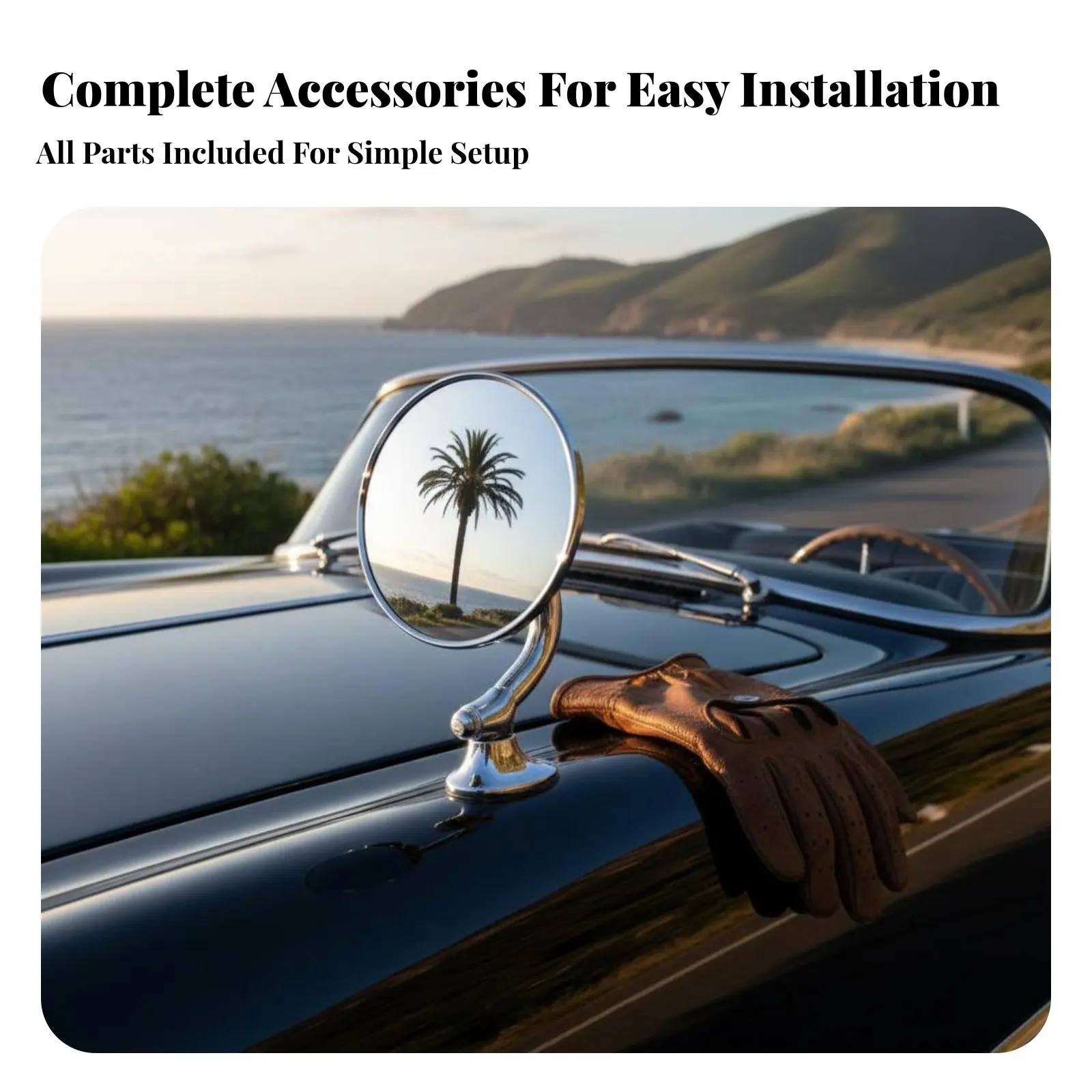 

Retro Car Mirror Stainless Steel Vintage Car Side Mirror Automotive Part for Performance Rod Builders