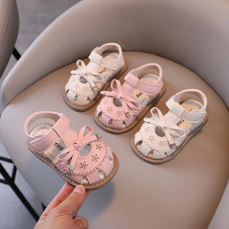 

Baby Girls Summer Bow Sandals Children Princess Shoes Kids Soft-soled Beach Sandals Soft Sole Non-slip Infant Baby Walking Shoes