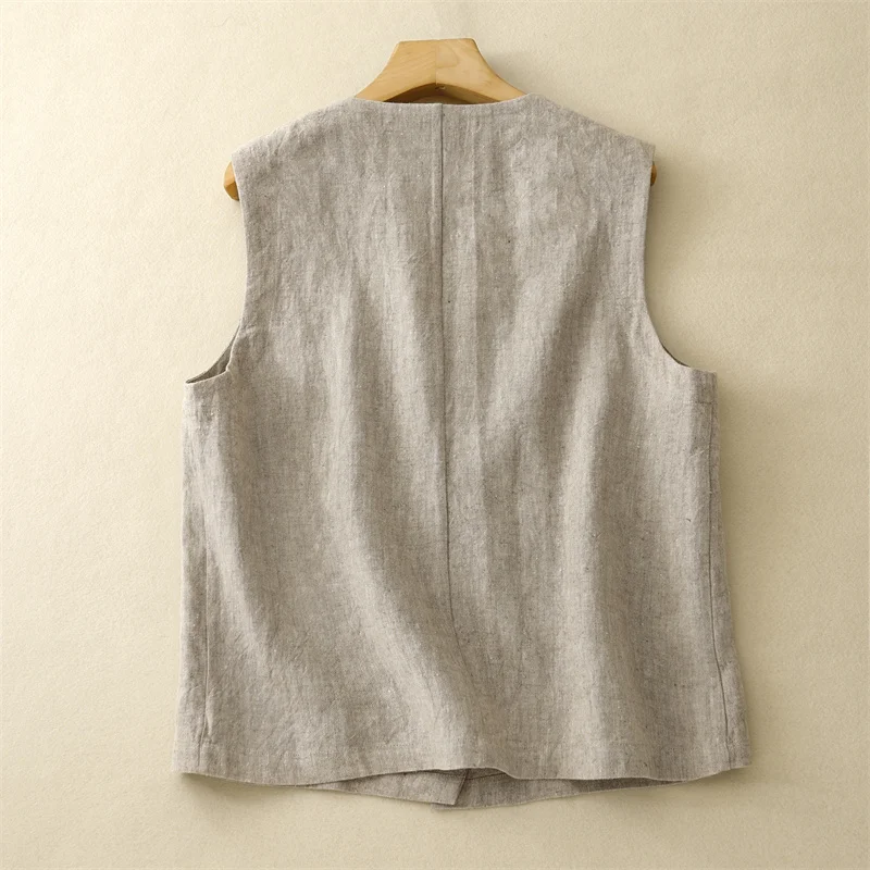 سترة نسائية غير رسمية ort Svel مستديرة Ne مفتوحة سترة نسائية صيفية جديدة فضفاضة فنية ترفيهية Quali مزيج من القطن والكتان #4